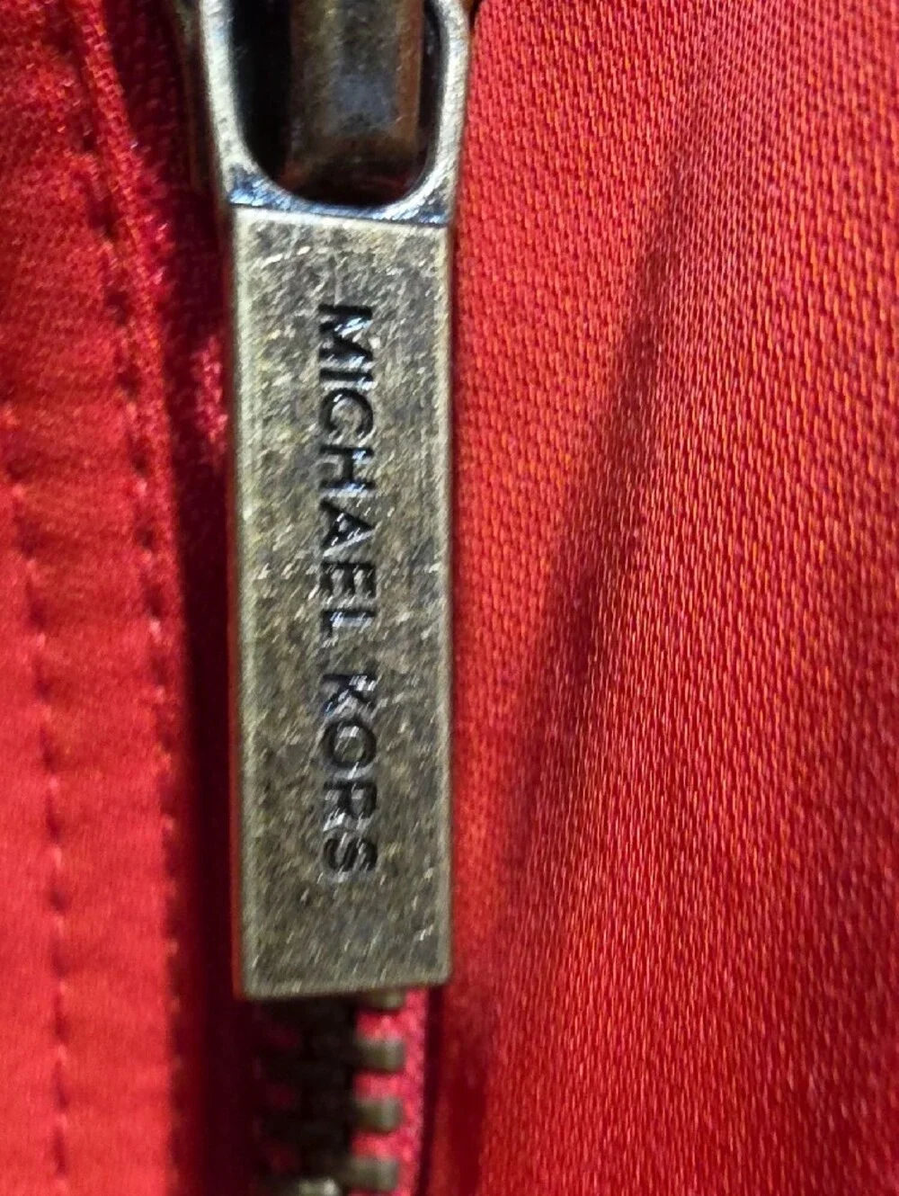 Michael Kors Vibrant Red/Orange Belted Trench Coat with Zip Accents